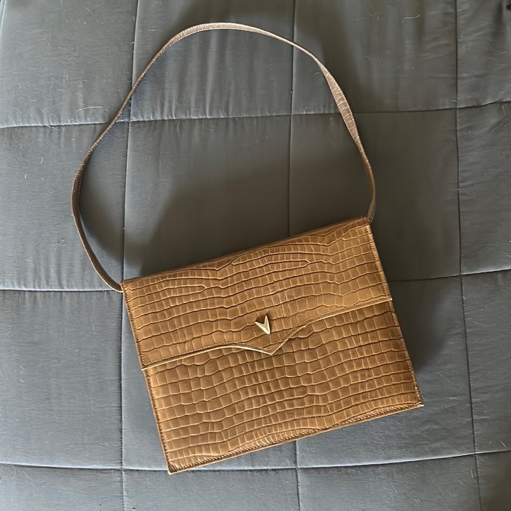 Vintage tan alligator 🐊 pleather purse 👛 clutch no brand
